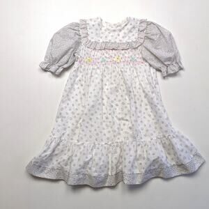 Vintage Princess Anne Dress Girls Size 6 Floral Smocked